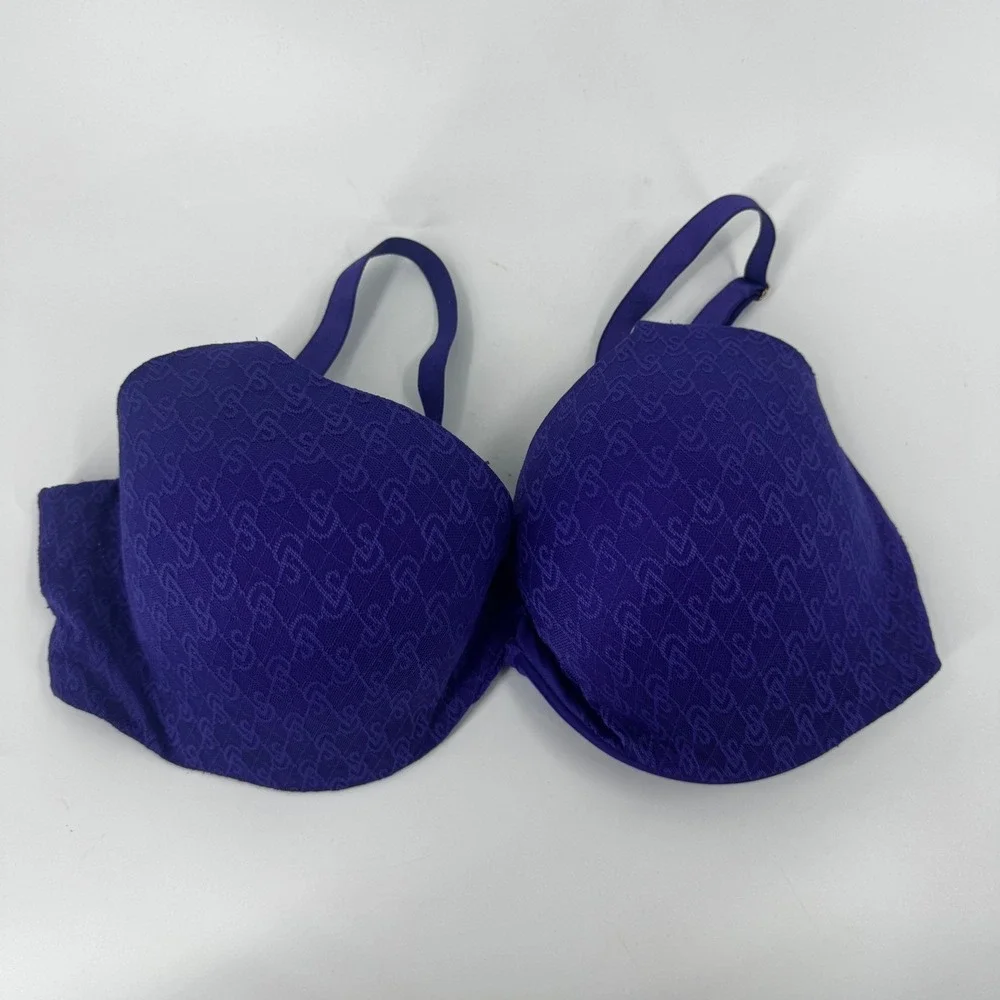 Victorias Secret Very Sexy Demi Bra in Purple‎ Monogram Logo Lace 38DD Underwire